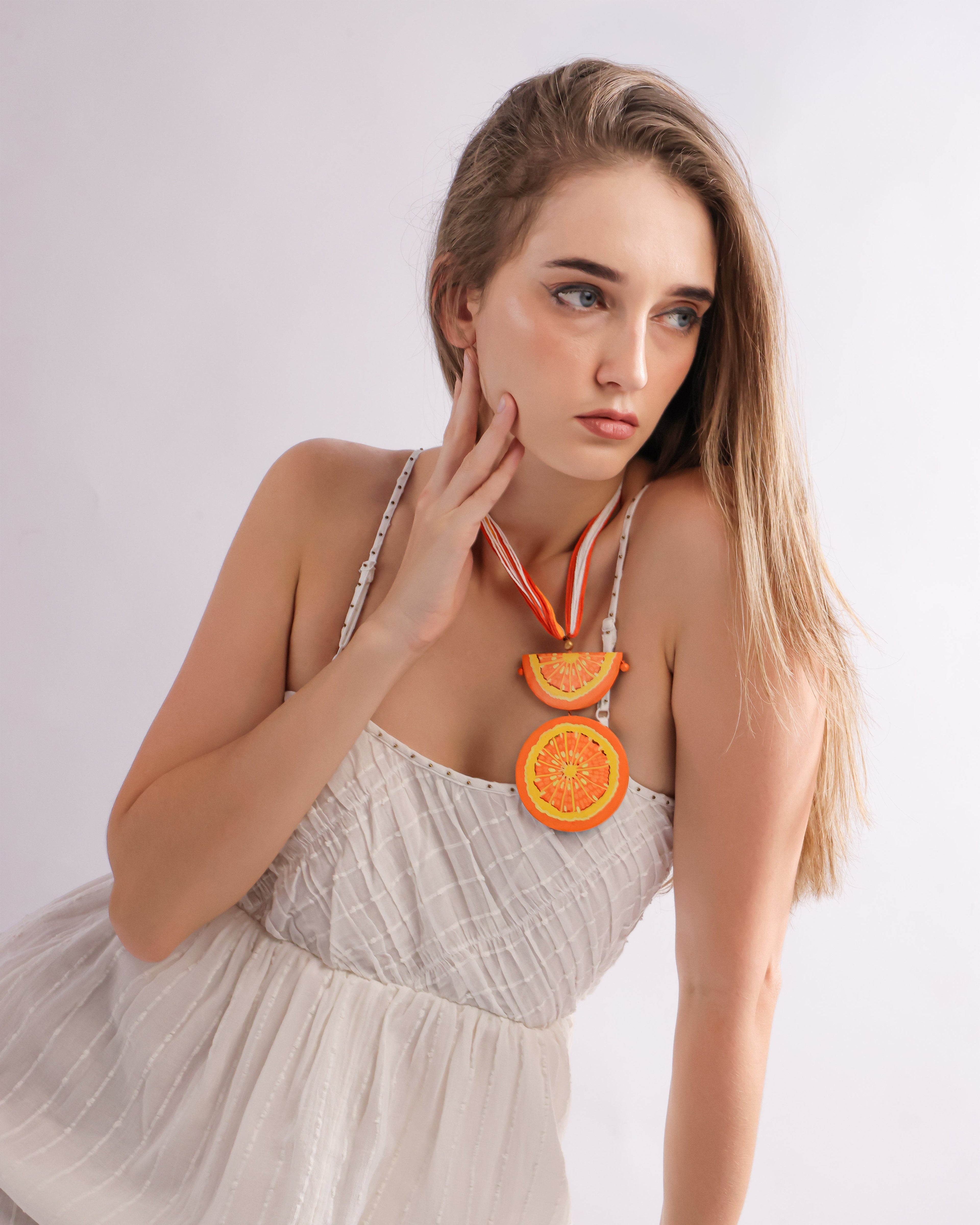 Mandarin Orange Terracotta Clay Jewelry Set