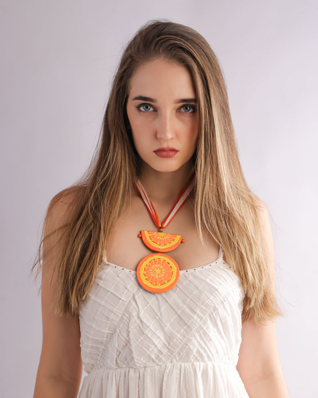 Mandarin Orange Terracotta Clay Jewelry Set