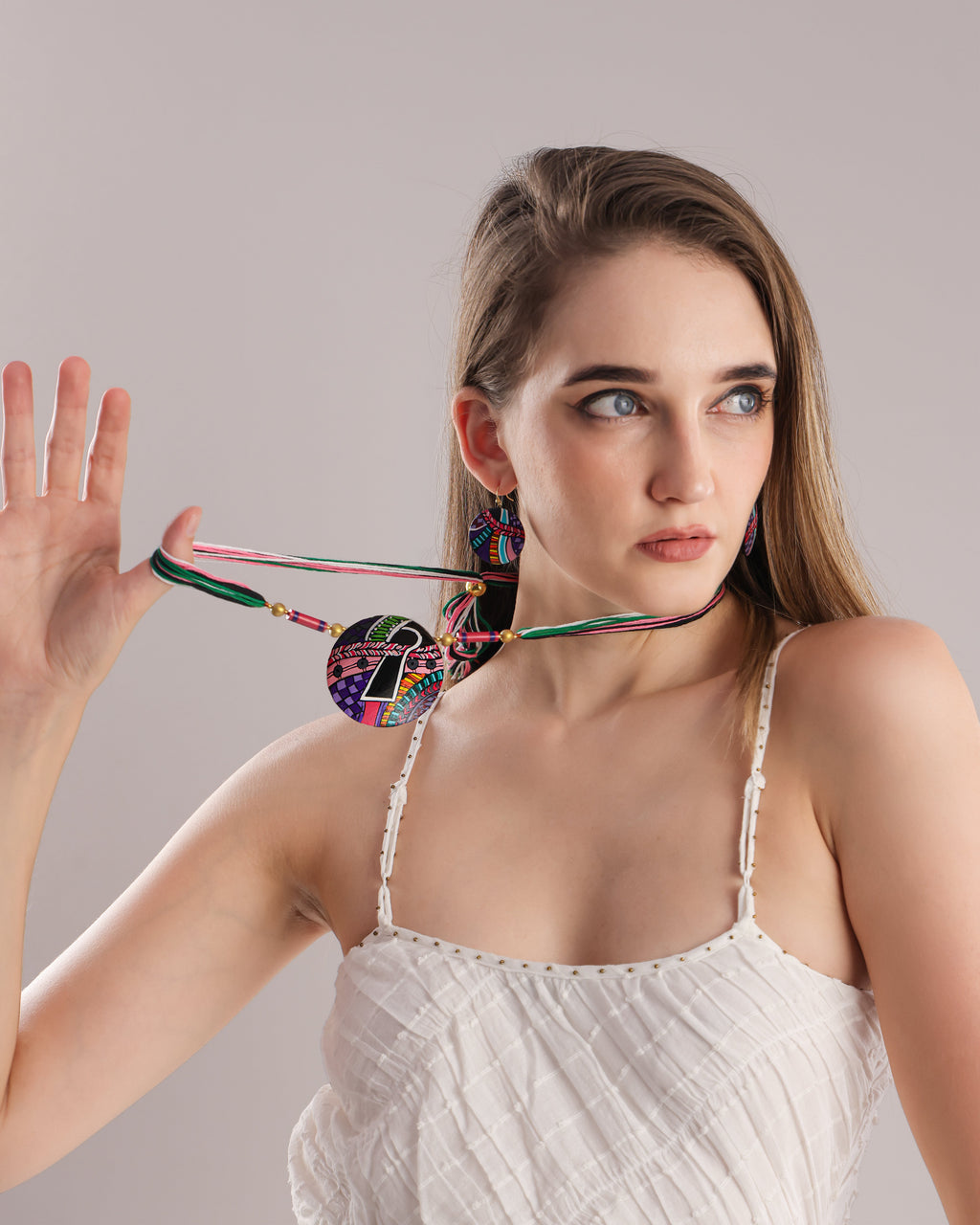 Beachy Boho Clay Necklace & Earrings Set