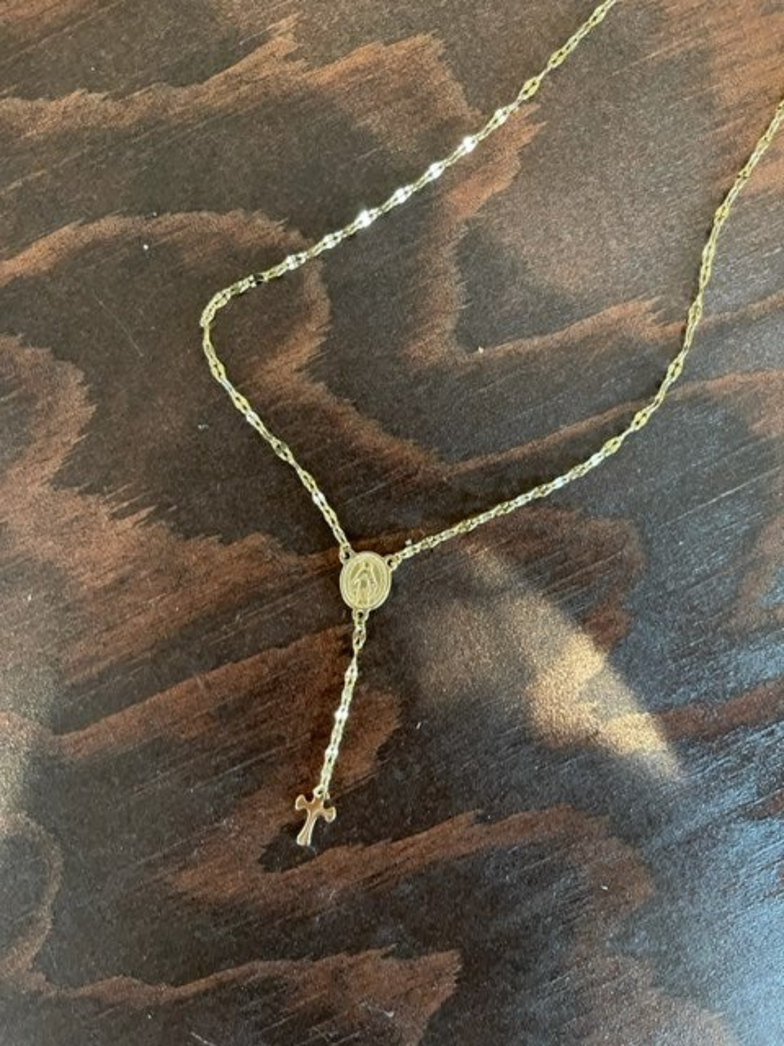 Gold Chain Rosary Necklace