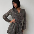 Sequin long-sleeved one-piece suit