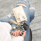 Leopard Beaded Key Ring Wallet Bracelet