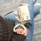Leopard Beaded Key Ring Wallet Bracelet