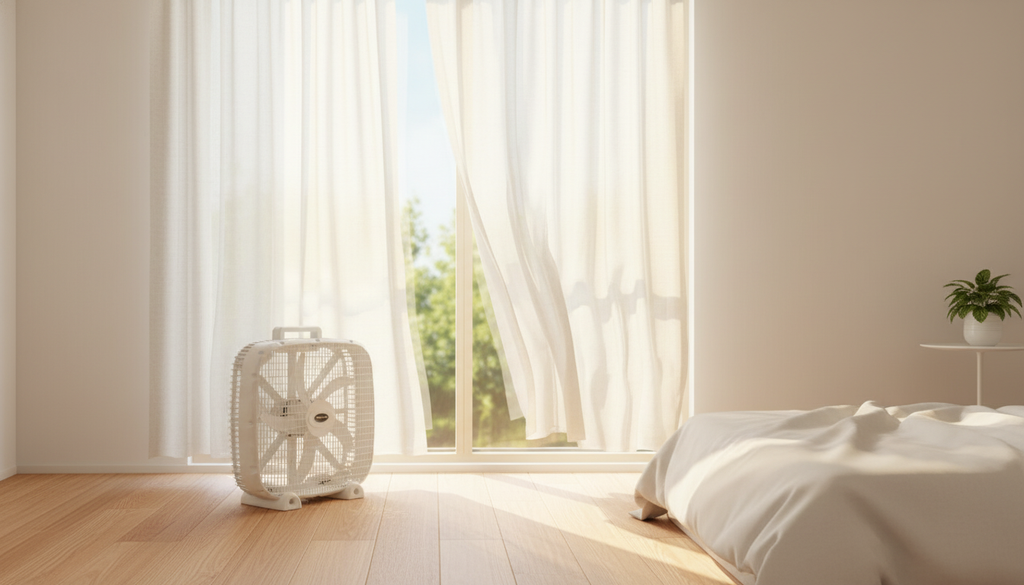 20-Inch 3-Speed Box Fan – Portable Bedroom Fan with Carry Handle, 5-Blade Powerful Airflow & Lightweight Design