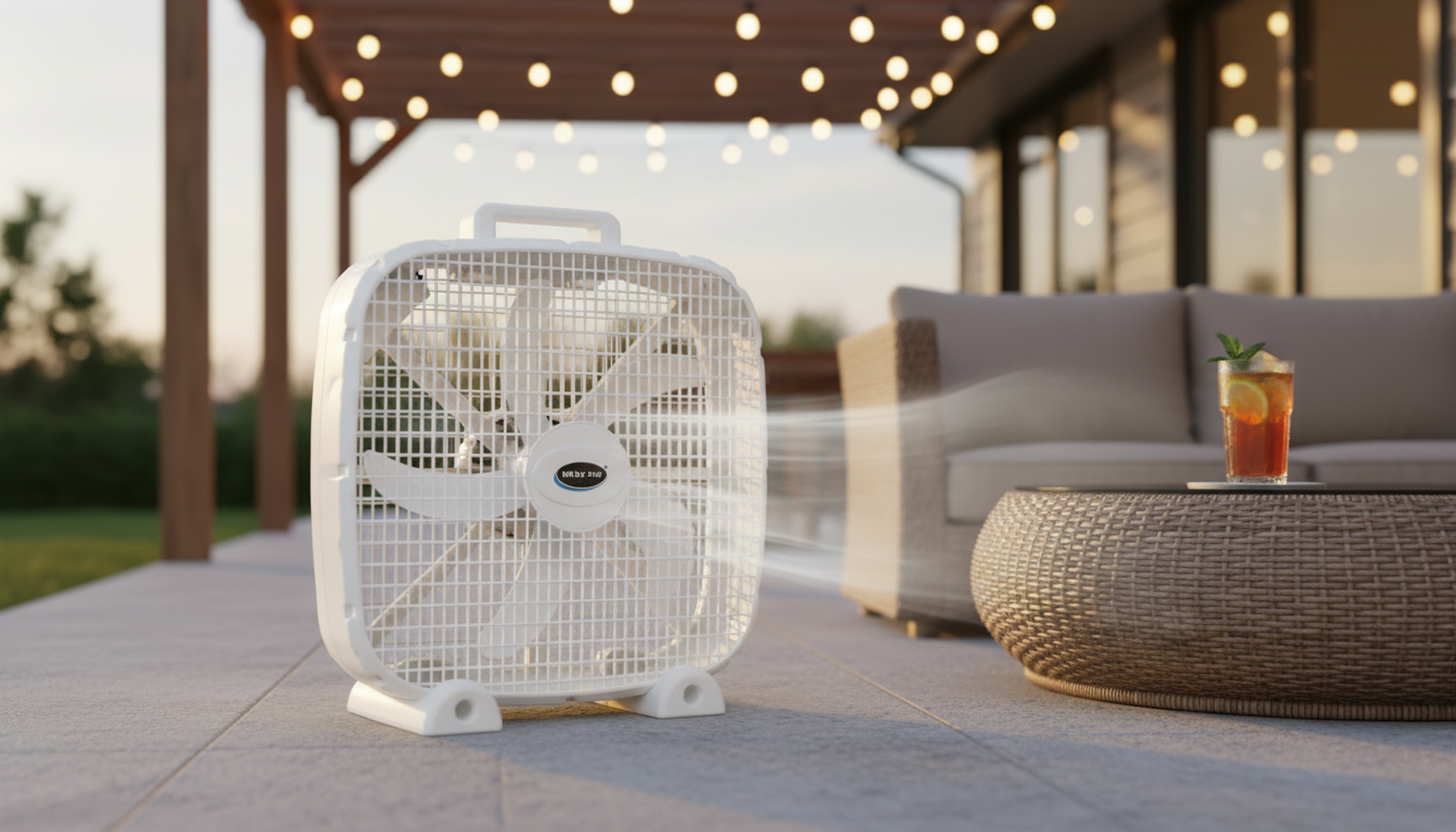 20-Inch 3-Speed Box Fan – Portable Bedroom Fan with Carry Handle, 5-Blade Powerful Airflow & Lightweight Design