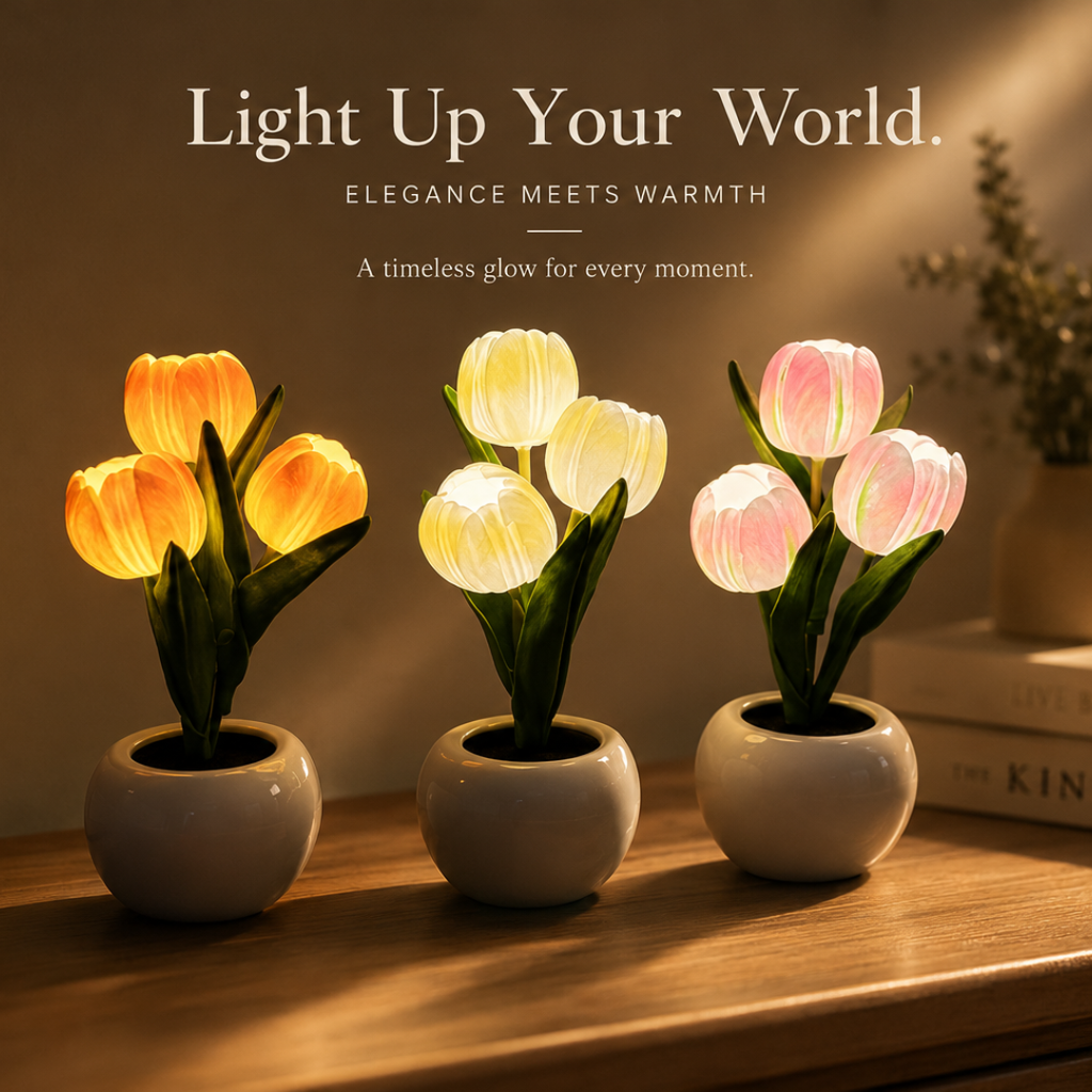LED Tulip Table Lamp – Ceramic Night Light