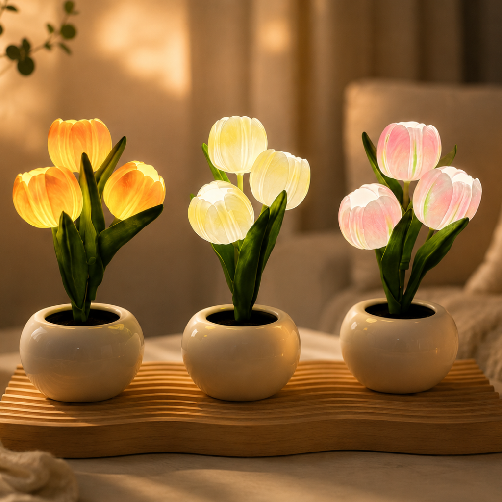 LED Tulip Table Lamp – Ceramic Night Light