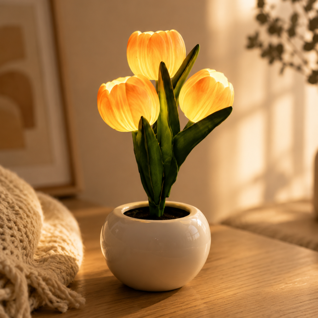 LED Tulip Table Lamp – Ceramic Night Light