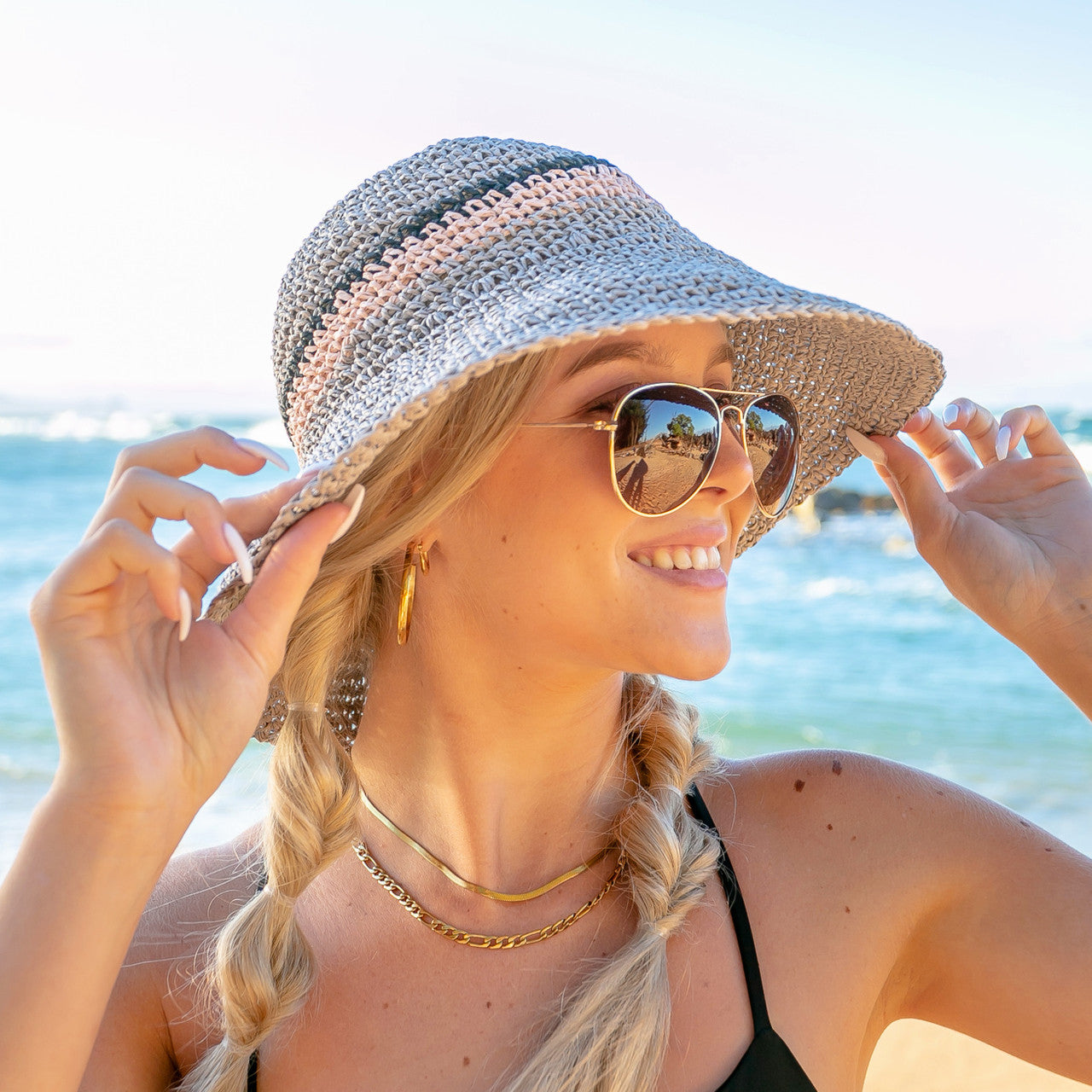 Stripe Accent Straw Hat