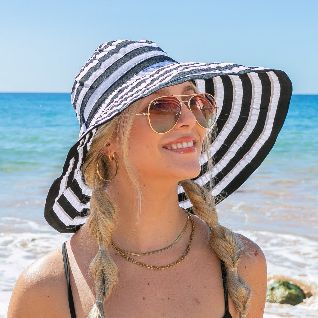 Stripe Bow Accent Sunhat