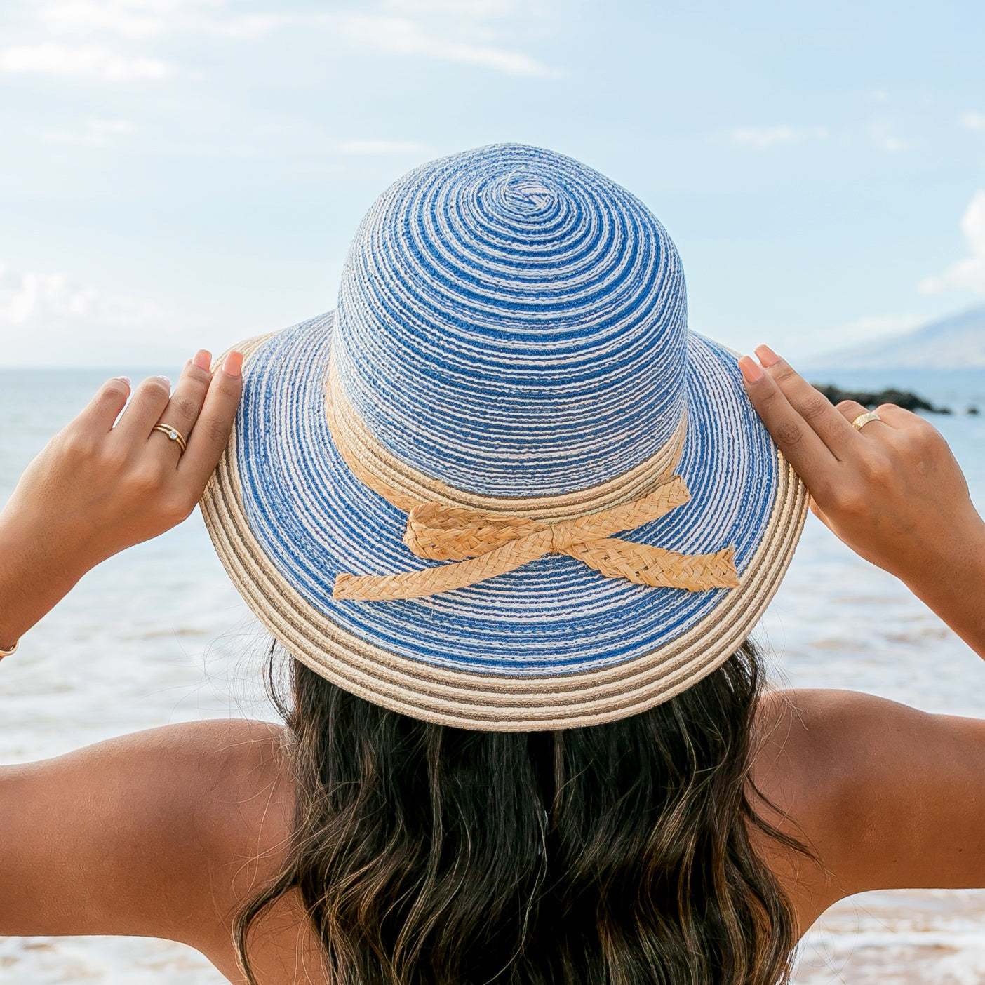 Multi-Stripe Bow Accent Sunhat