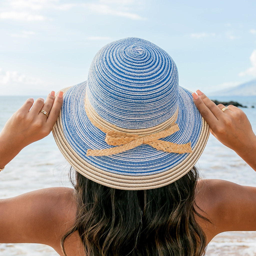 Multi-Stripe Bow Accent Sunhat