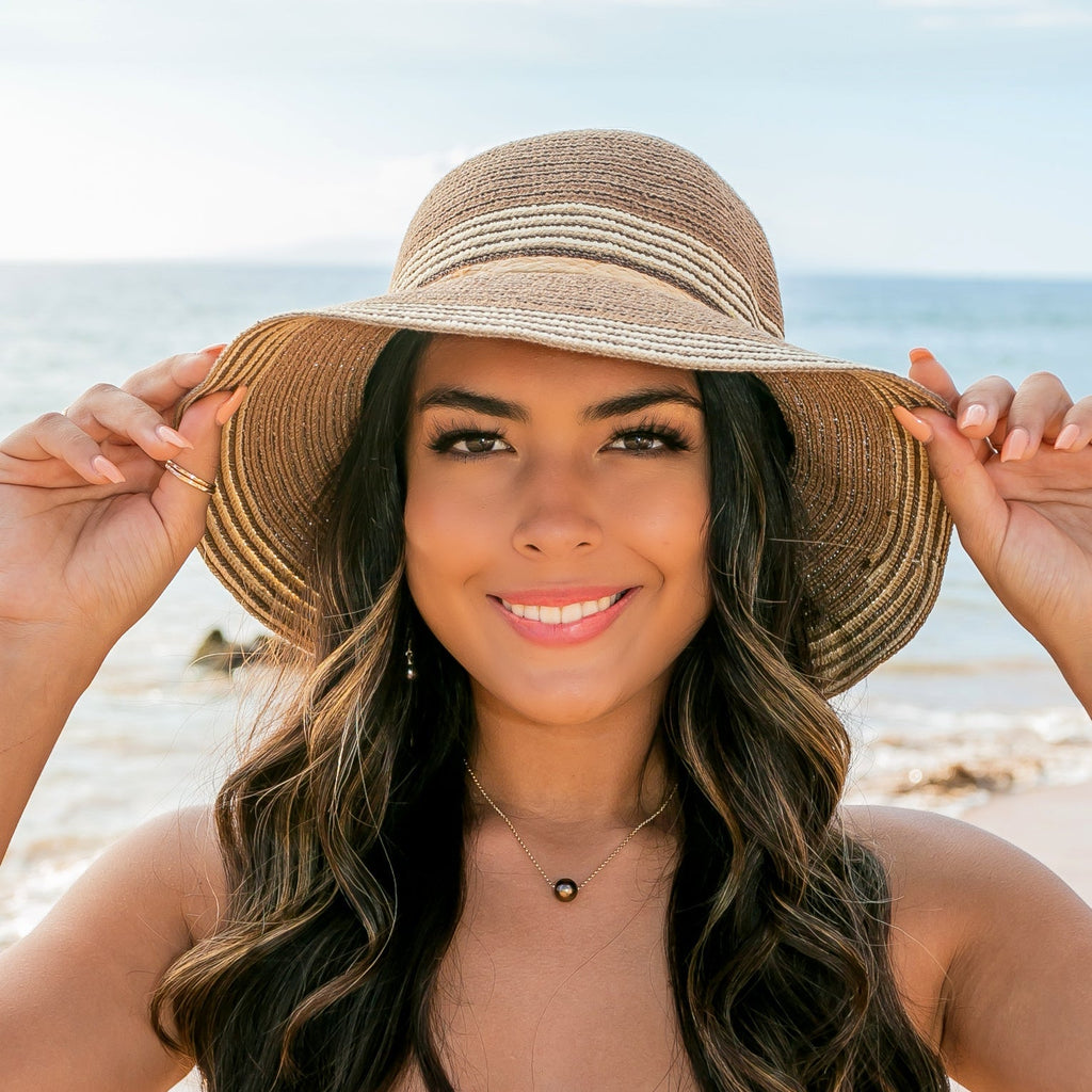 Multi-Stripe Bow Accent Sunhat