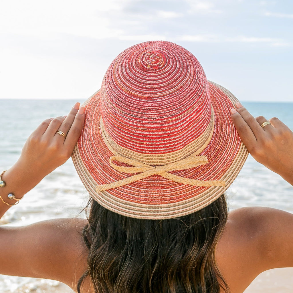 Multi-Stripe Bow Accent Sunhat