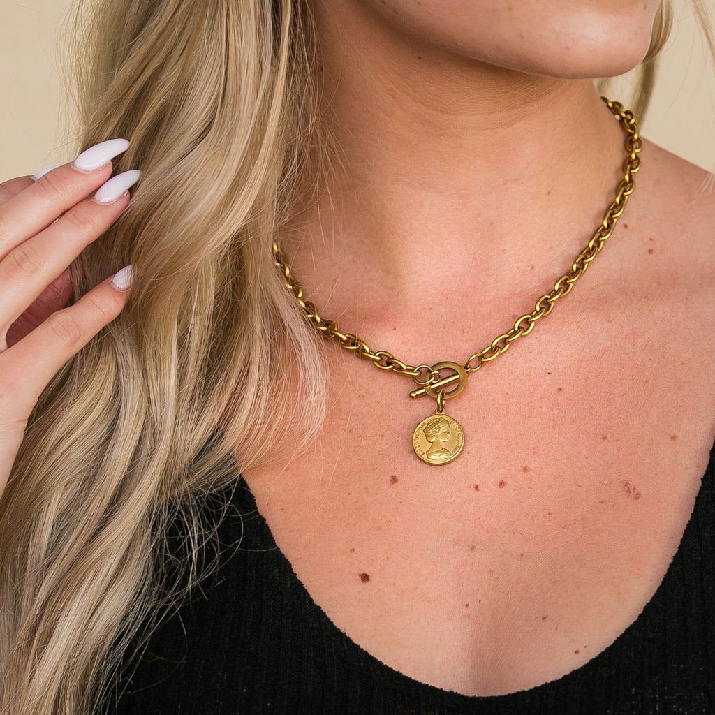 Coin Accent Chain Necklace