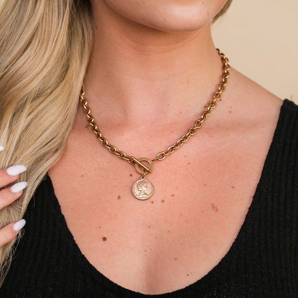 Coin Accent Chain Necklace