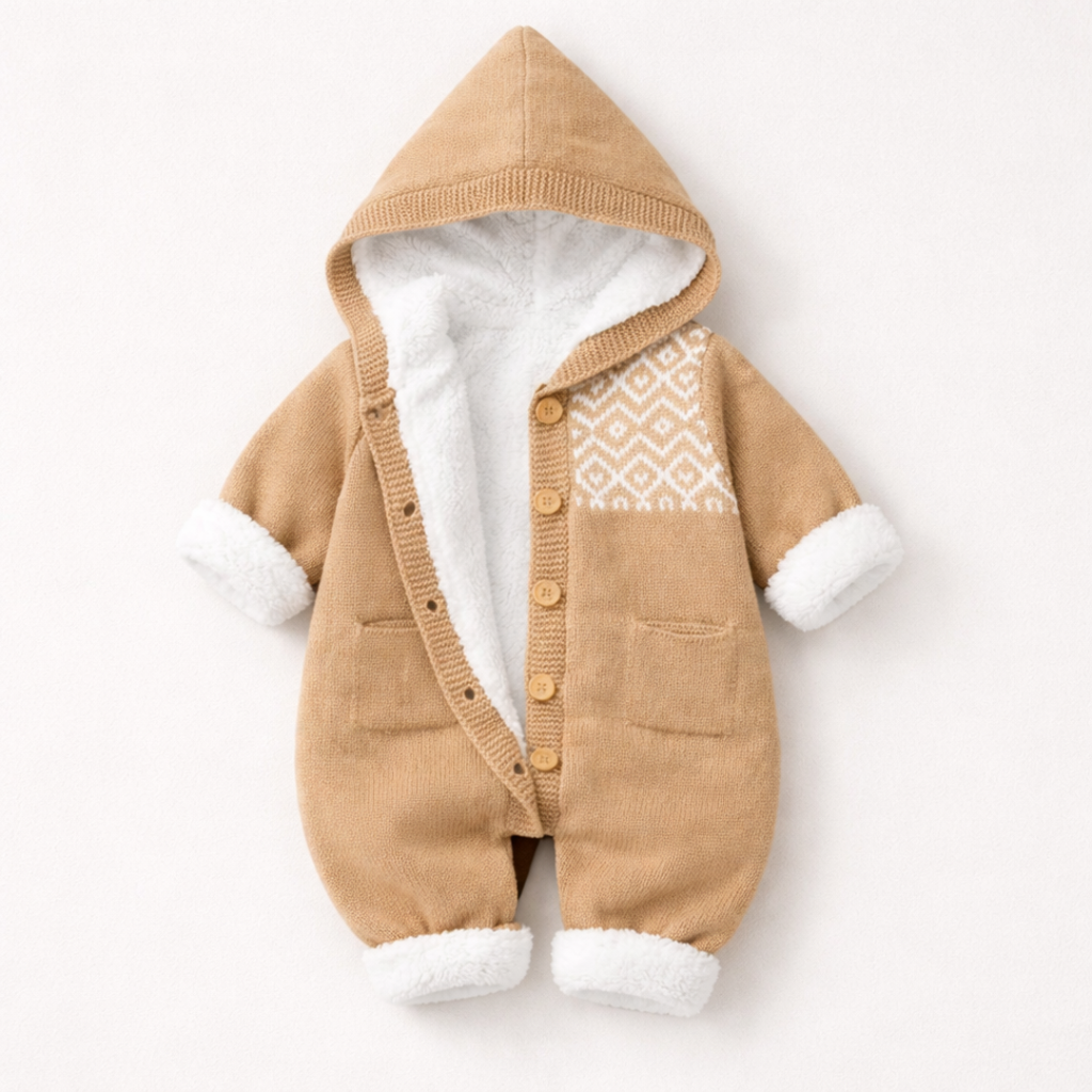 Lira Pink Knit Hooded Baby Suit