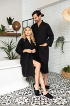 Knee-Length Waffle Robe for Women