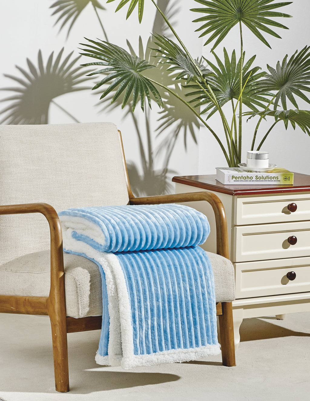 Corduroy Sherpa Reversible Throw Blanket, 50 × 60 in