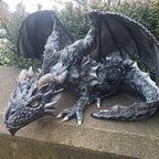 Crouching Dragon Guardian Statue: Gothic Outdoor Decoration