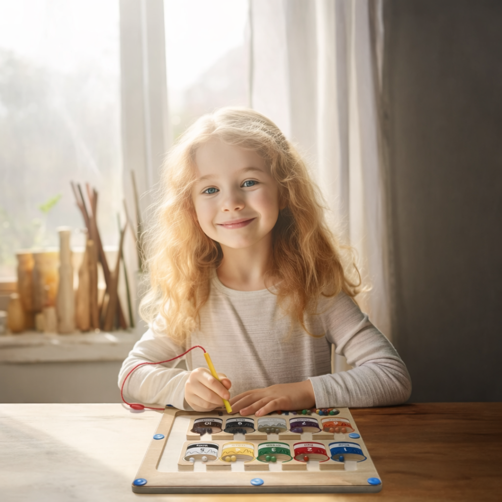 Magnetic Wooden Counting Board with Pen