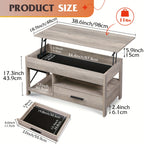Lift Top Coffee Table w/Hidden Storage Drawer Shelf Retro Wood Living Room Table