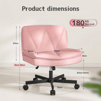 27" Wide Criss Cross Office Chair with Wheels – Adjustable Swivel Armless Vanity Desk Chair with Back Support