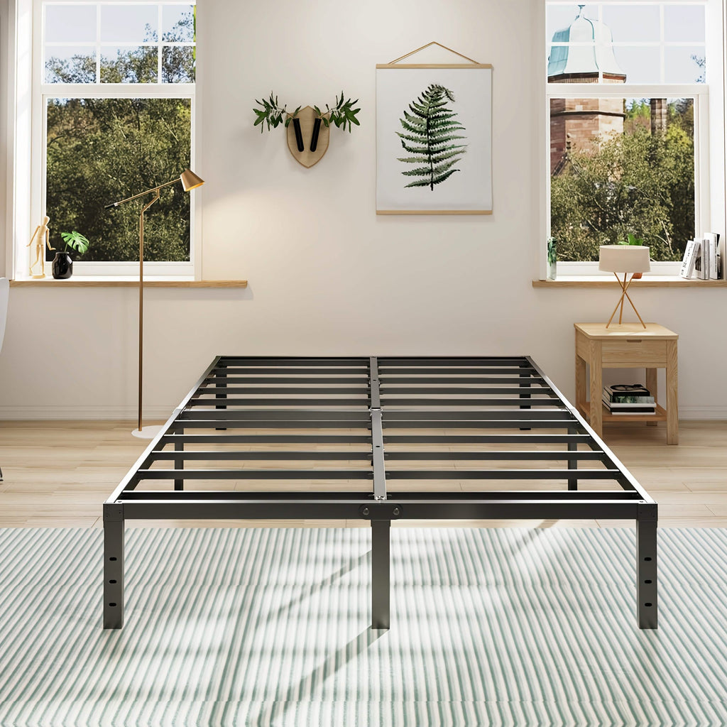 Heavy Duty Metal Bed Frame Platform Mattress Foundation No Box Spring Black