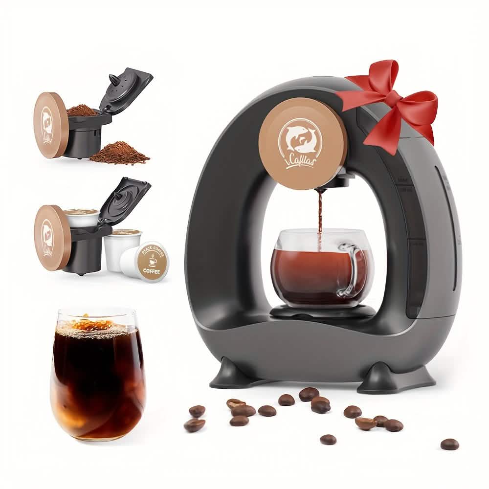 2 in 1 Single Serve Coffee Maker K Cup & Ground Coffee Brewer 4-8 Cup Size