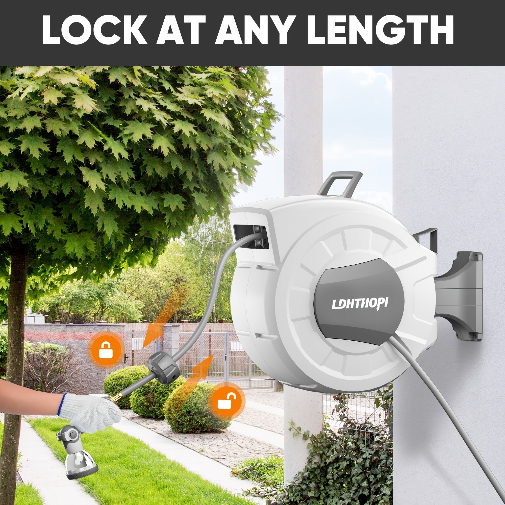 Retractable Garden Hose Reel 40/100/110/130FT Auto Rewind Wall Mounted Hose