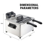 1700W Electric Deep Fryer 3L/5L Stainless Steel w Basket Timer Temperature
