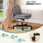 27" Wide Criss Cross Office Chair with Wheels – Adjustable Swivel Armless Vanity Desk Chair with Back Support