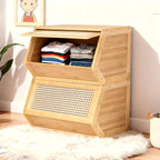 Slim Bamboo Shoe Cabinet with 3 Flip Drawers