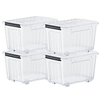 72/97QT Storage Box with Wheels & Lid – Stackable Heavy Duty Organizer 4-6-Pack