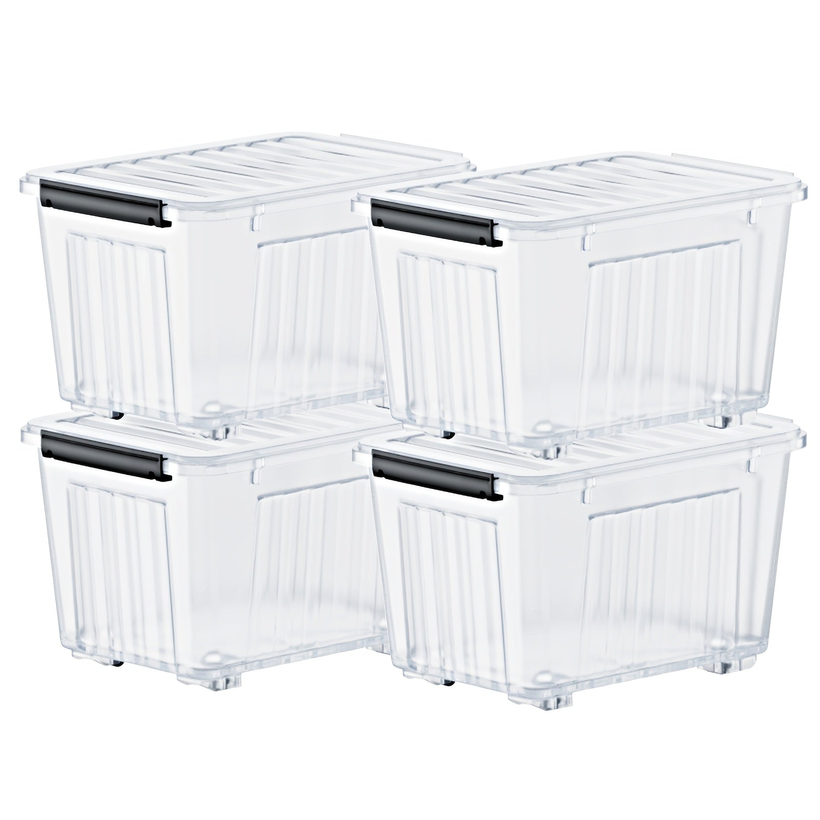 72/97QT Storage Box with Wheels & Lid – Stackable Heavy Duty Organizer 4-6-Pack