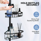 4-Tier Corner Shower Organizer Telescopic Pole Rustproof Bathroom Storage Black