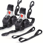 4PCS Retractable Ratchet Tie Down Straps – 10FT Heavy Duty Self-Retracting Cargo Straps for Truck, Trailer & Motorcycle