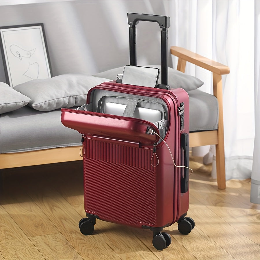 Hard Shell Carry-On Luggage - USB Port, TSA Lock, Spinner Wheels