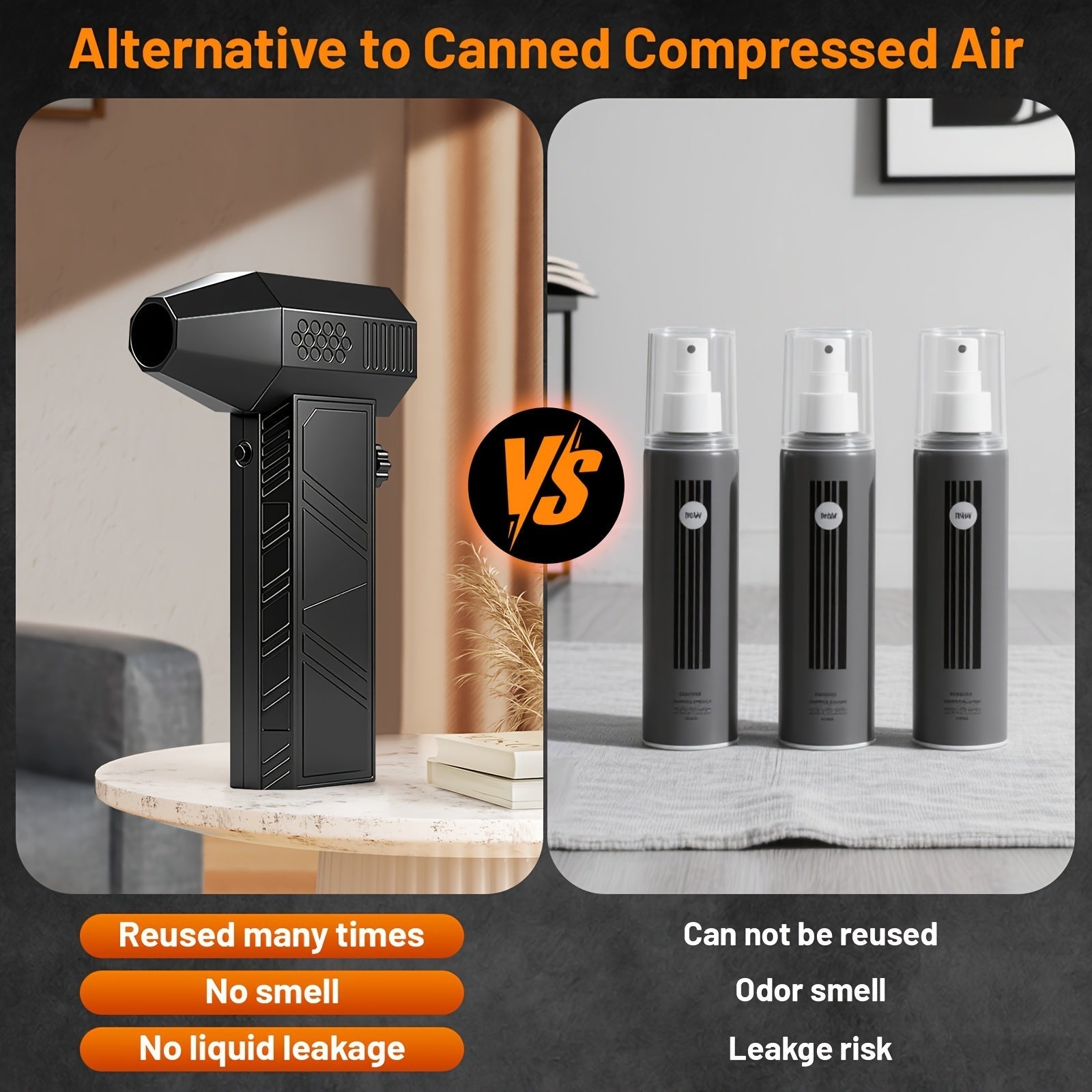 Electric Air Duster - Cordless, Rechargeable, 130,000 RPM