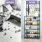 2 in 1 Shoe Rack with Coat Hooks Entryway Organizer 5 Tier Storage Shelf