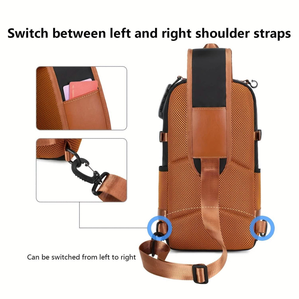 Anti-Theft Sling Bag Men Crossbody Chest Backpack USB Waterproof Travel Bag