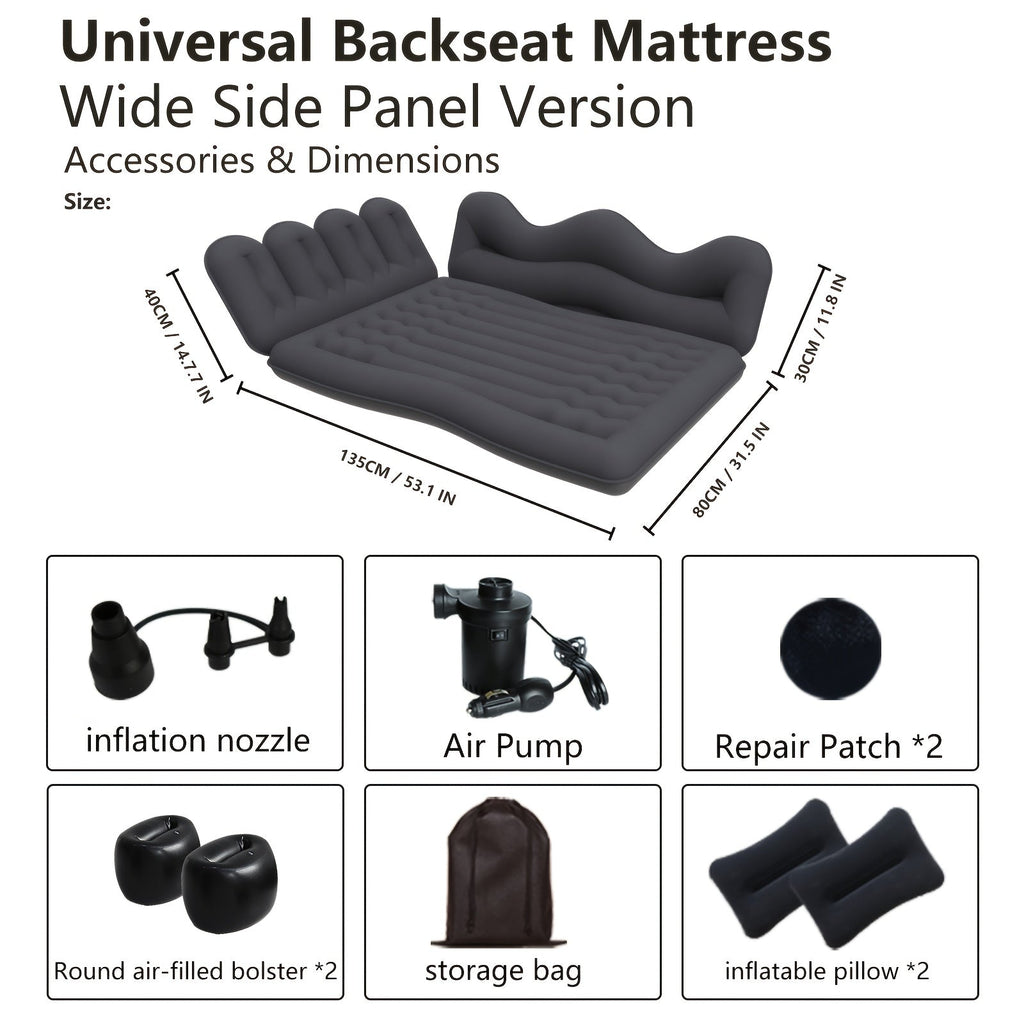 Car Inflatable Mattress Back Seat Bed SUV Travel Air Bed w/ Pump & Pillows