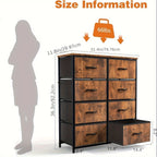 8 Drawer Dresser Storage Organizer Fabric Drawers Chest Bedroom Hallway Unit