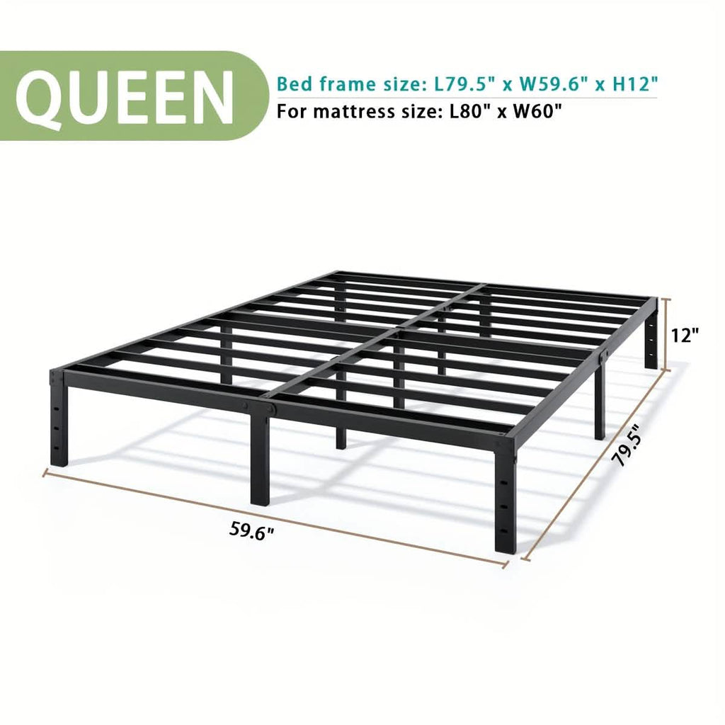 Heavy Duty Metal Bed Frame Platform Mattress Foundation No Box Spring Black