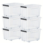 72/97QT Storage Box with Wheels & Lid – Stackable Heavy Duty Organizer 4-6-Pack