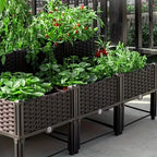 Raised Garden Bed Planter Box w/ Drainage Outdoor Balcony Vegetable Flower
