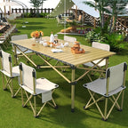 Portable Folding Camping Table for 4-6 People Adjustable Height Picnic BBQ Table