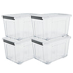 72/97QT Storage Box with Wheels & Lid – Stackable Heavy Duty Organizer 4-6-Pack