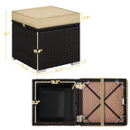 Costoffs 2PCS Rattan Storage Ottomans with Cushions – Outdoor Wicker Footstools & Side Tables for Patio, Garden & Balcony