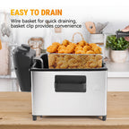 1700W Electric Deep Fryer 3L/5L Stainless Steel w Basket Timer Temperature